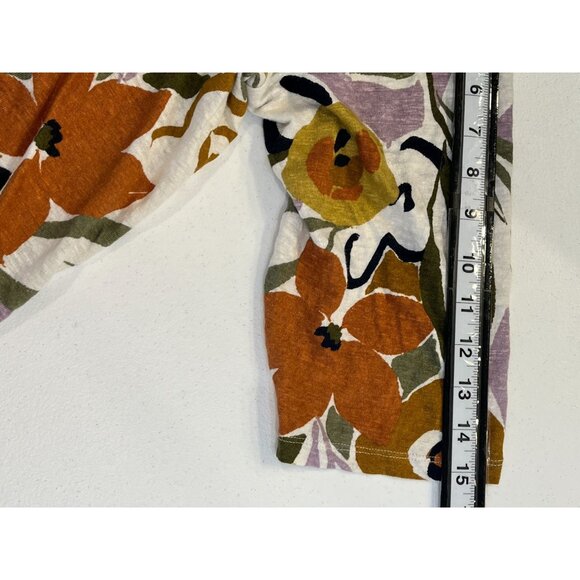 Rachel Zoe Plus 2X Linen Floral Blouse Boho Cottagecore Loose Fit Top - Picture 6 of 9